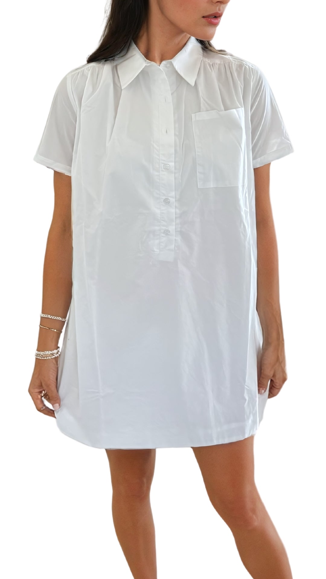 Sarah SS Shirt Dress in White