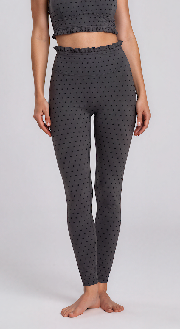FORM Sage high rise performance legging in charcoal black polka dot – sculpting legging by PRIV the Brand