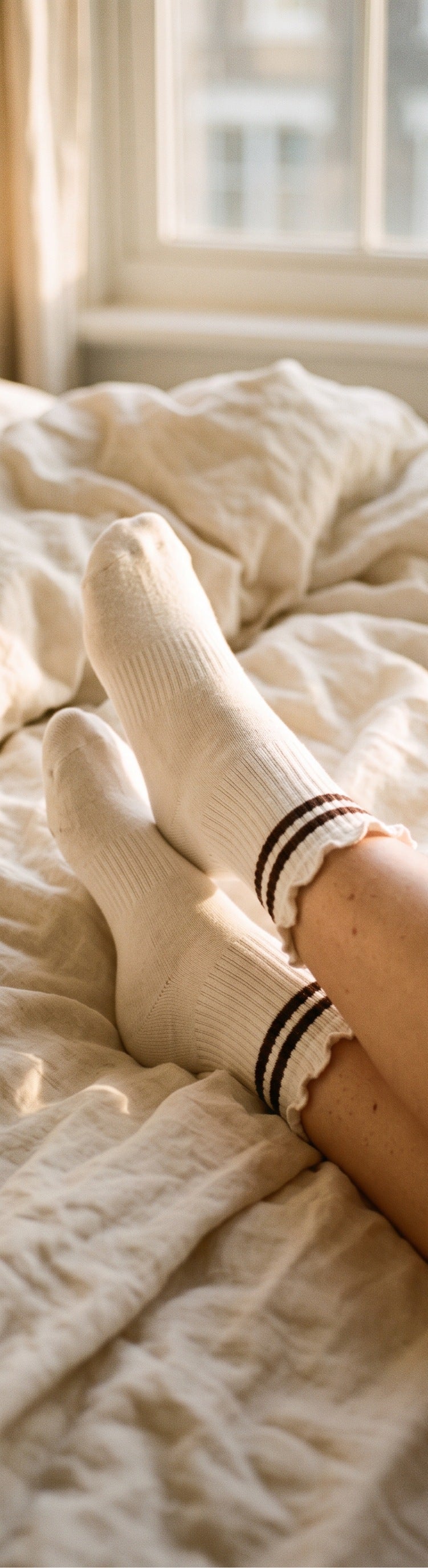 Stripe Ruffle Sock Espresso lifestyle