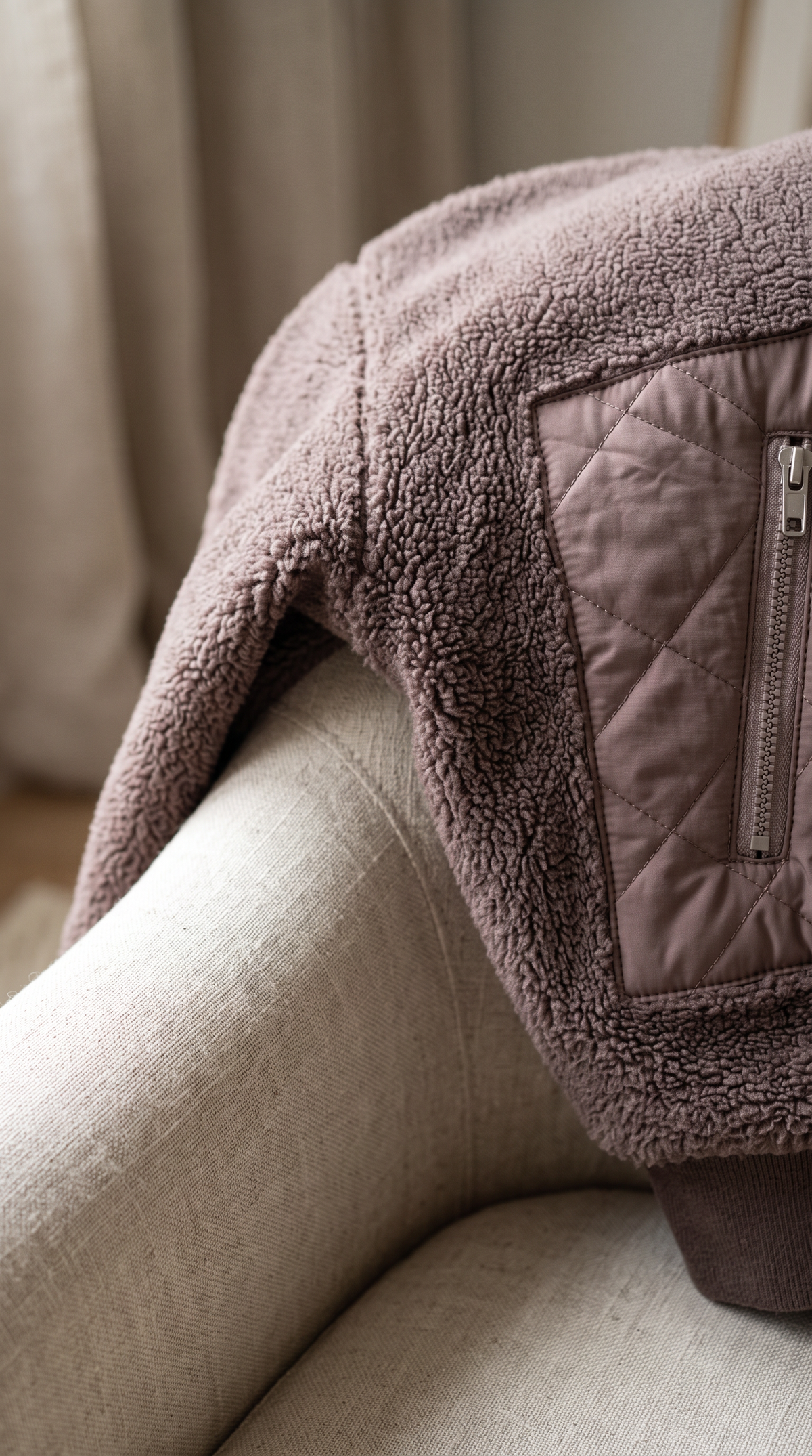 Tess teddy coat espresso – detail view – PRIV the Brand