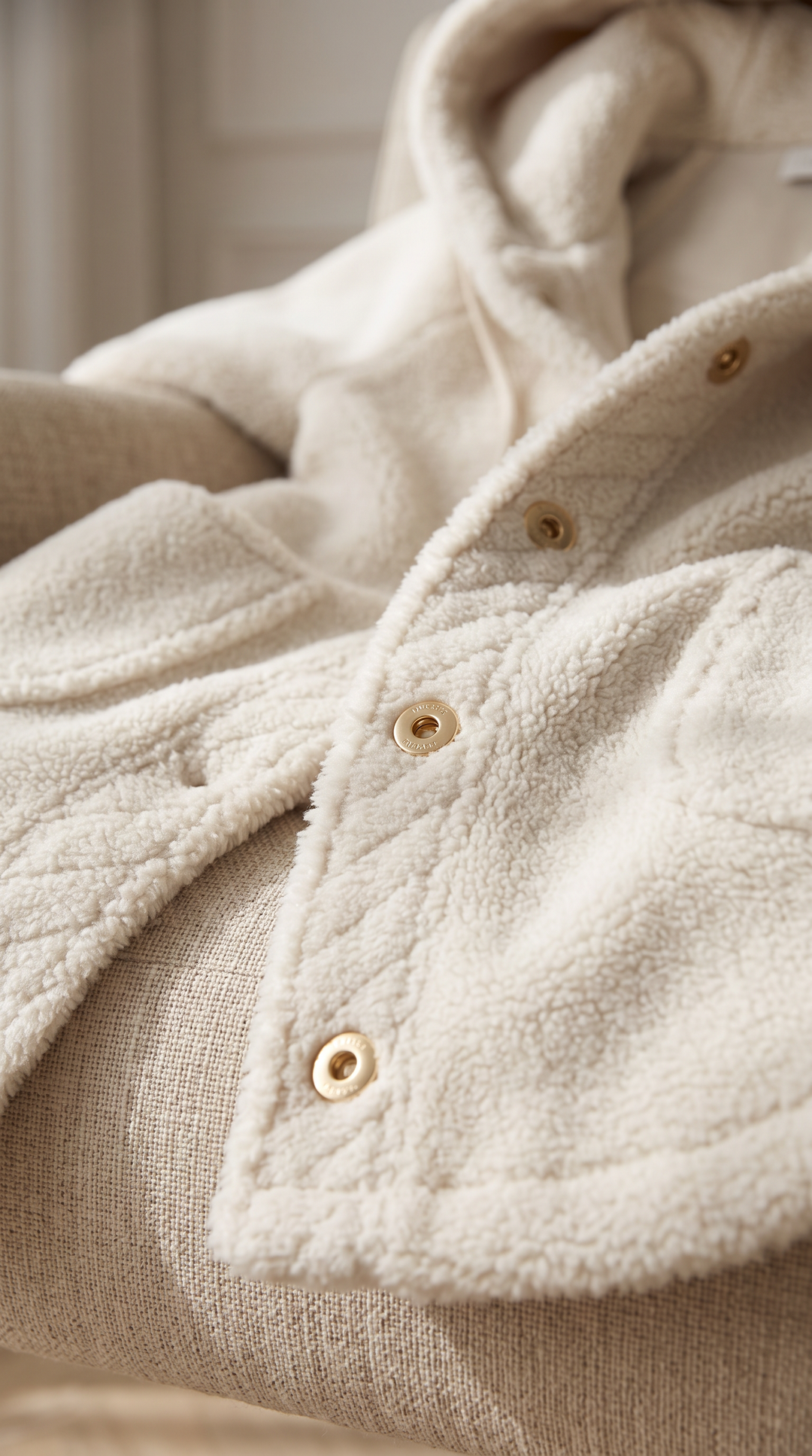 Tula teddy coat cream – detail view – PRIV the Brand