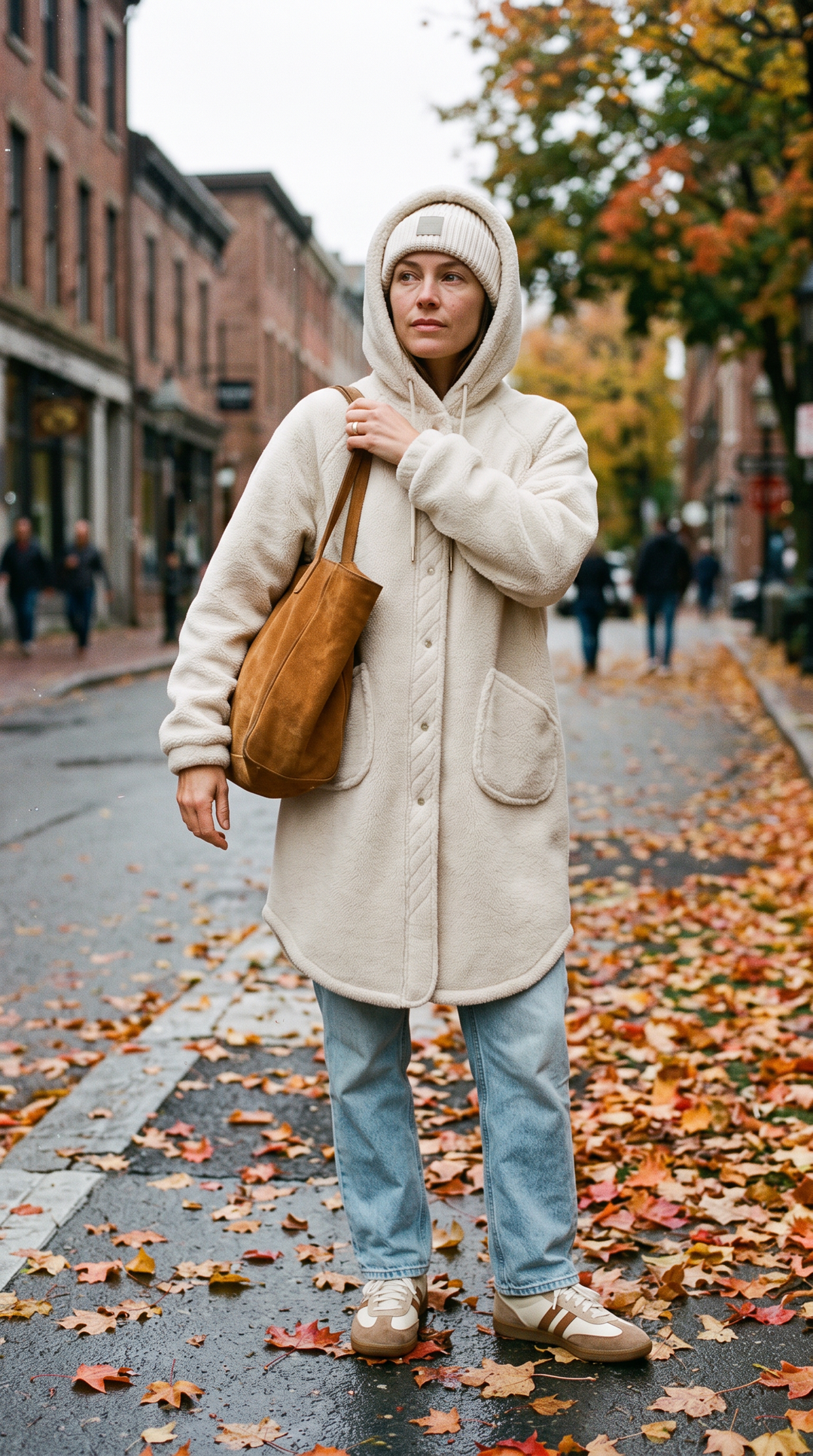 Tula teddy coat cream – front view – PRIV the Brand
