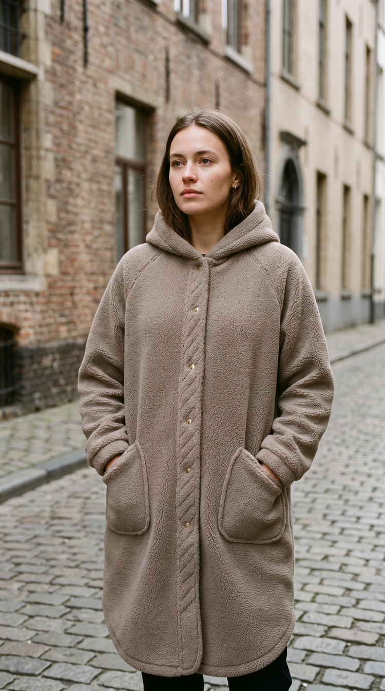 Tula teddy coat stone – styled look – PRIV the Brand