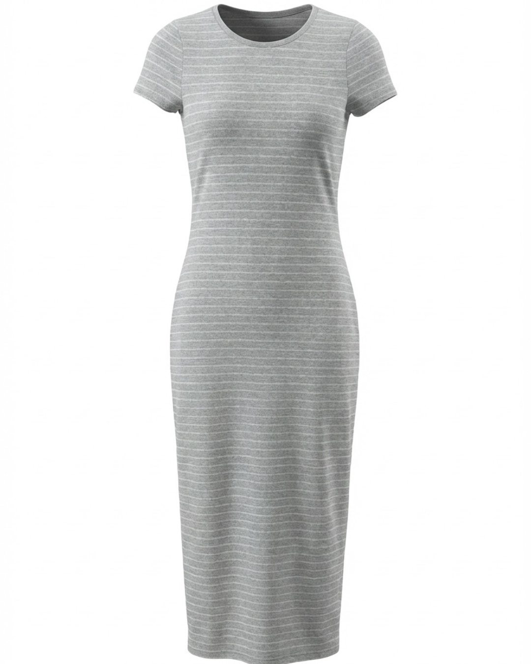 Willa Tee Shirt Dress – Maxi T-Shirt Dress Grey Stripe