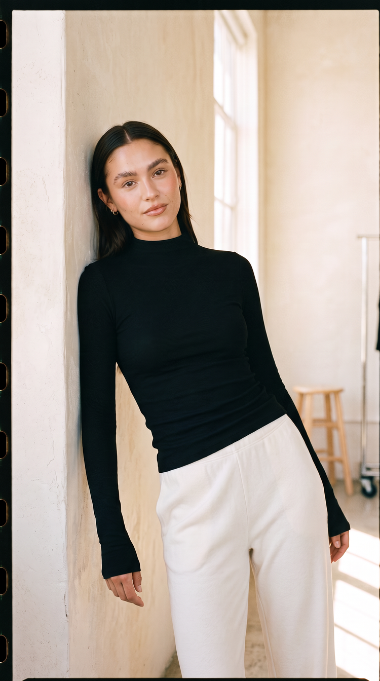 FORM Mockneck Long Sleeve Black-Isabeyphotography-2