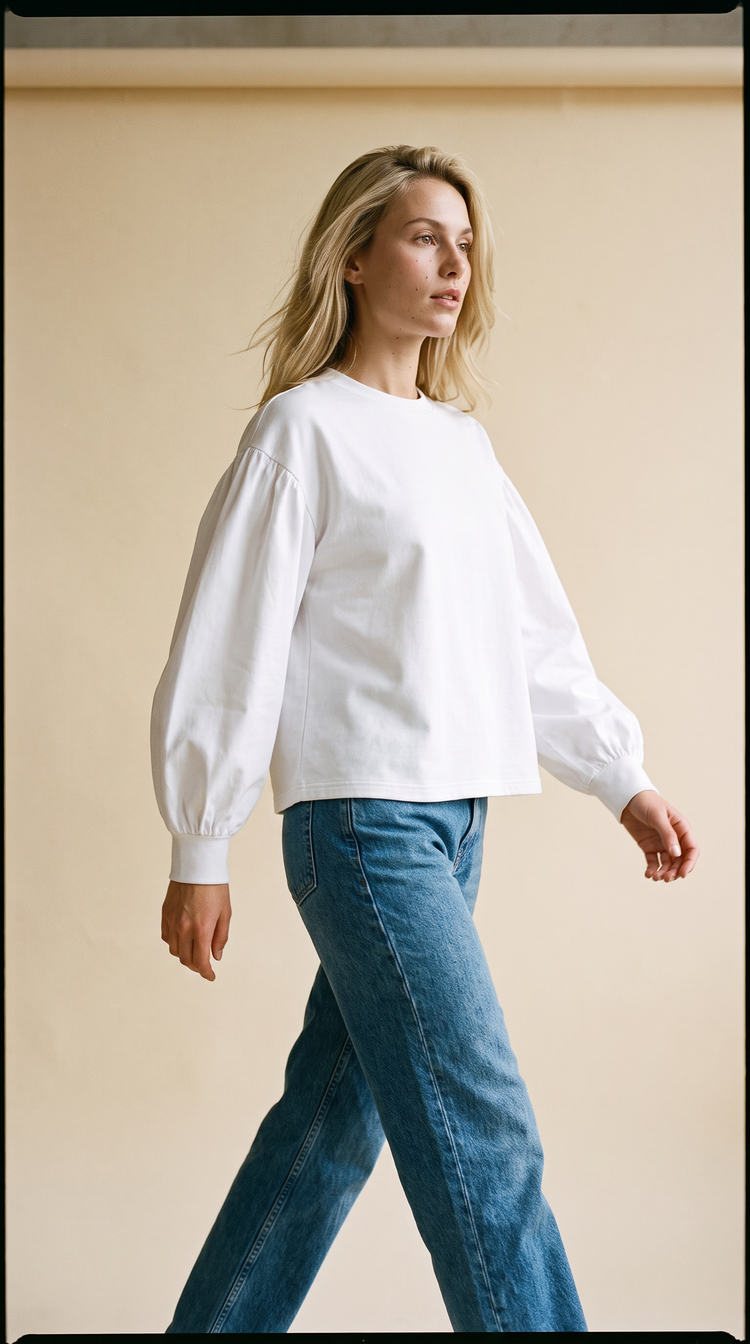 Lacelle blouse white – lifestyle shot – PRIV the Brand