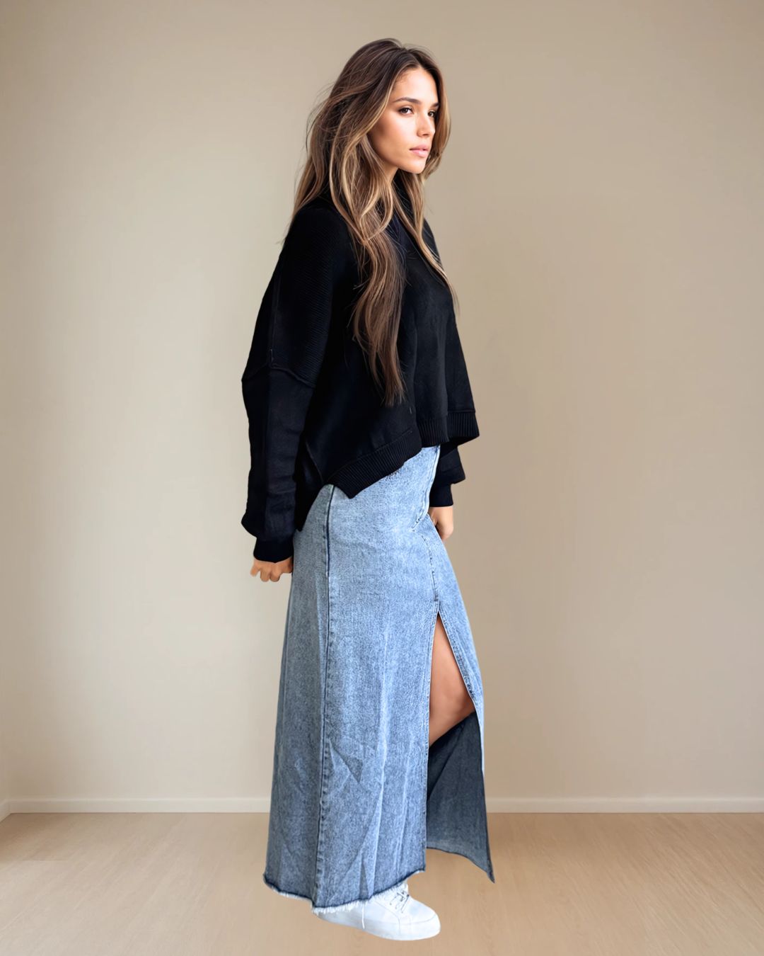 Celeste Silky Knit Sweater in Black