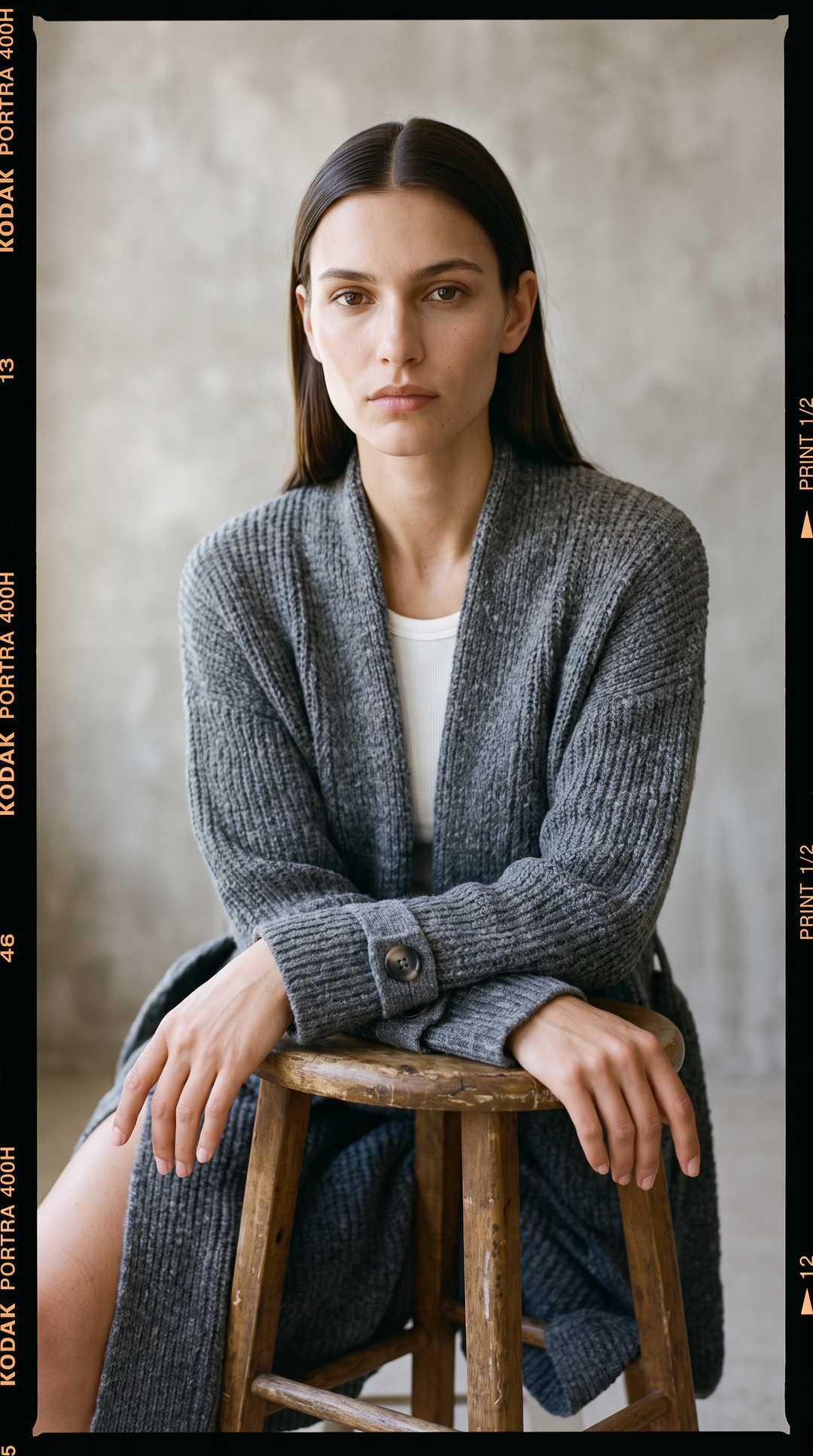 Vera - Full Length Knit Cardigan in Dark Grey