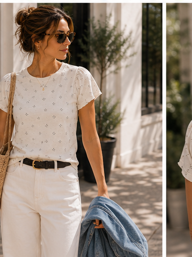 Colette - Ruffle Sleeve Soft Printed Everyday Cotton T-Shirt Dainty Floral