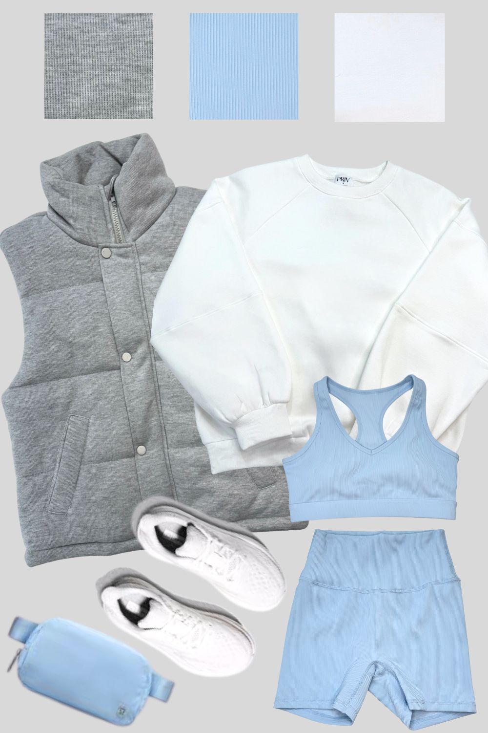 Cora Knit Puffer Vest in Grey