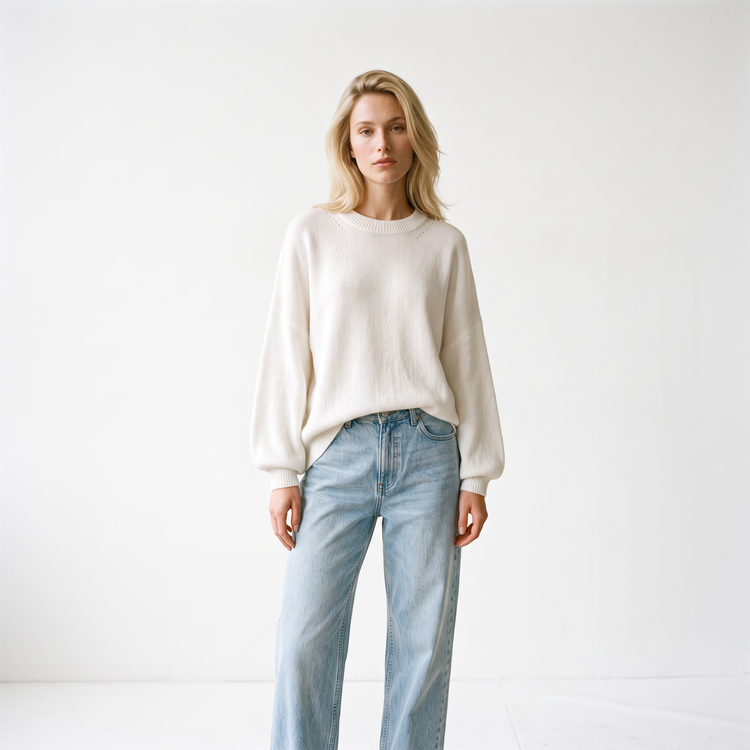 Veda Knit White - bright studio 2