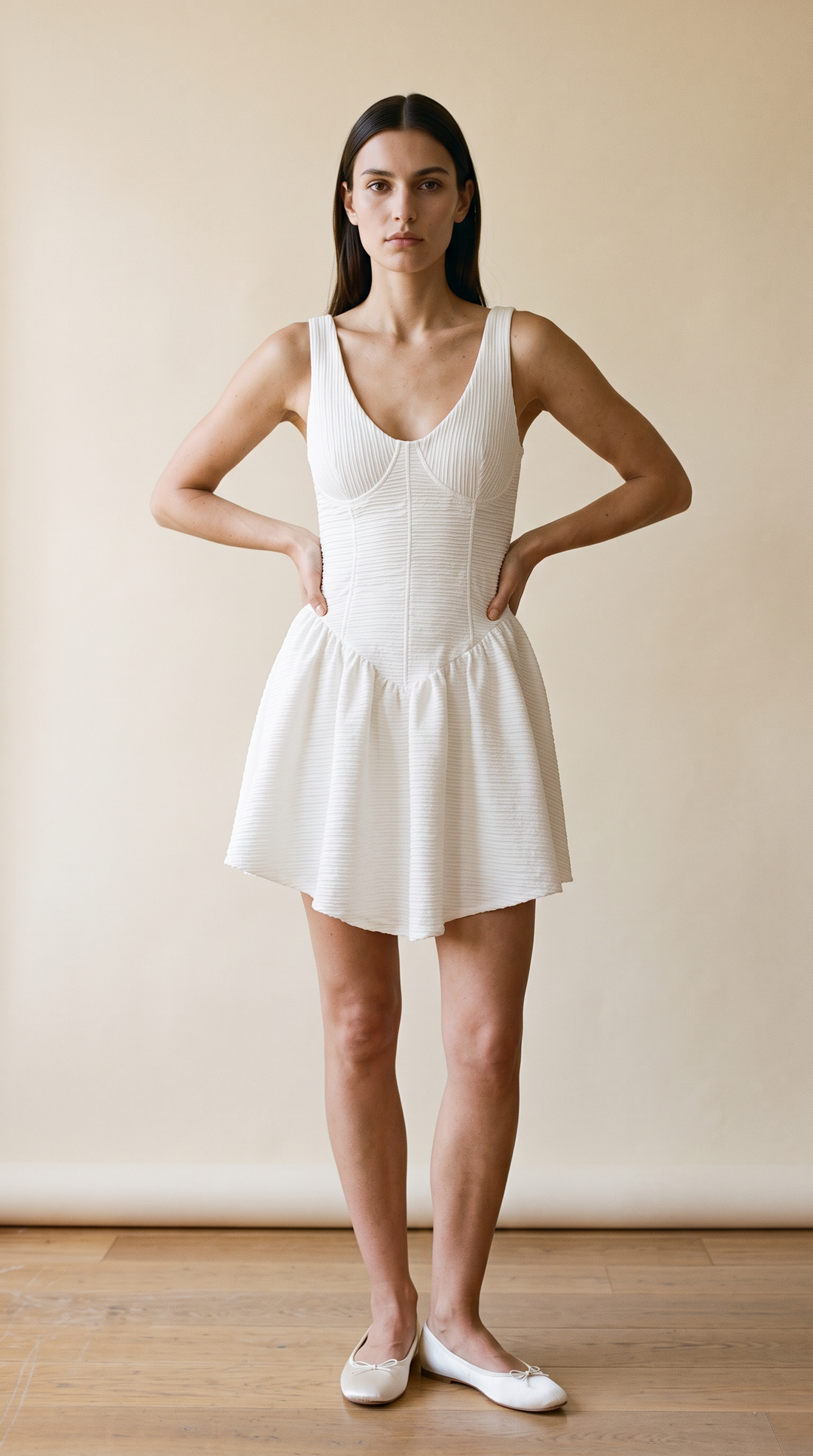 Elliot Crepe Ballerina Dress Ivory