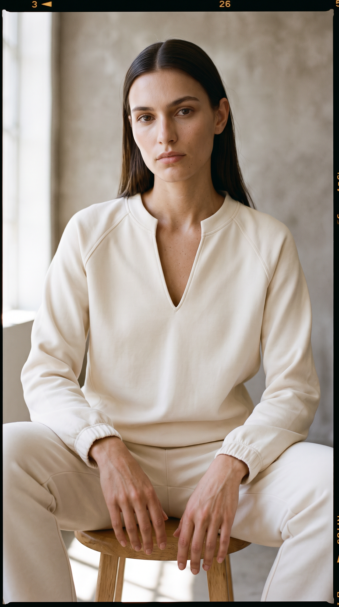 Lana Luxeflow - V-Neck Long Sleeve Pullover In Creme