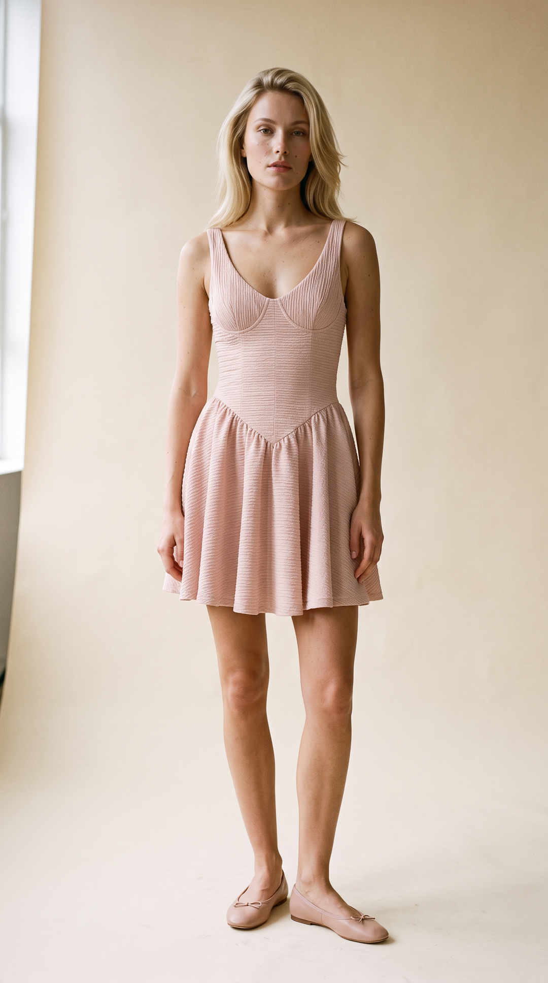Elliot Crepe Ballerina Dress Blush