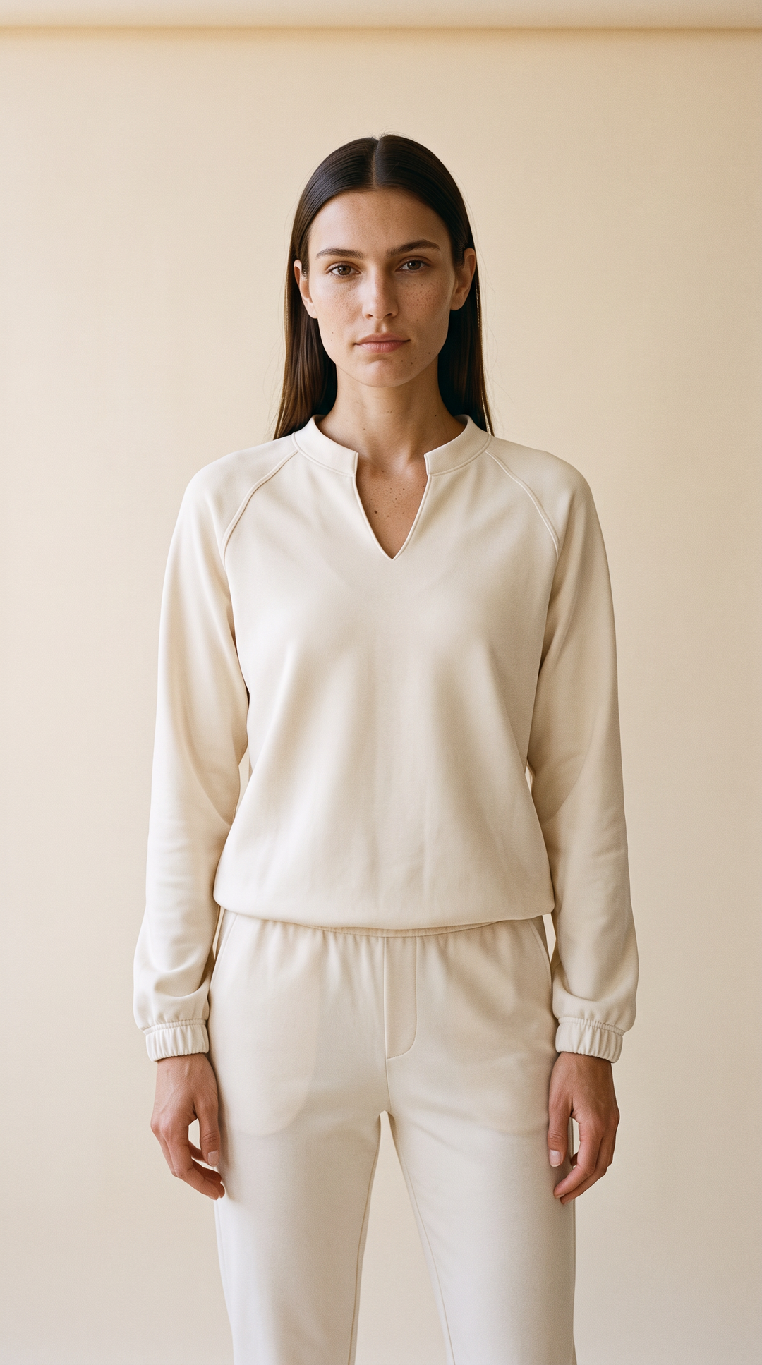 Lana Luxeflow - V-Neck Long Sleeve Pullover In Creme
