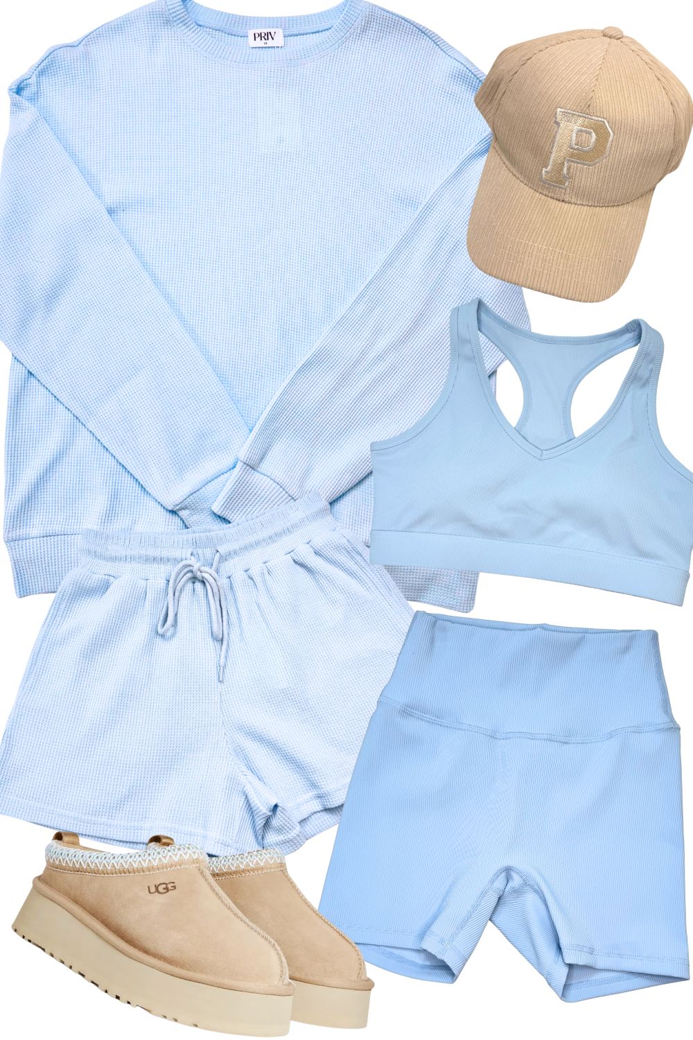 Everyday Waffle Short Set Powder Blue