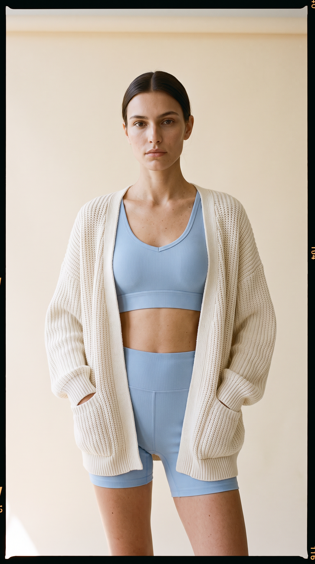 Ruthie - Athletic Ribbed Sports Bra Powder Blue