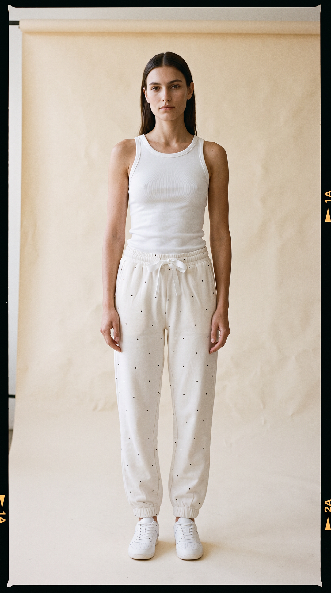 Noemie Joggers - White with Black Dot