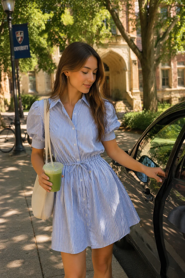 Bea stripe dress — campus lifestyle