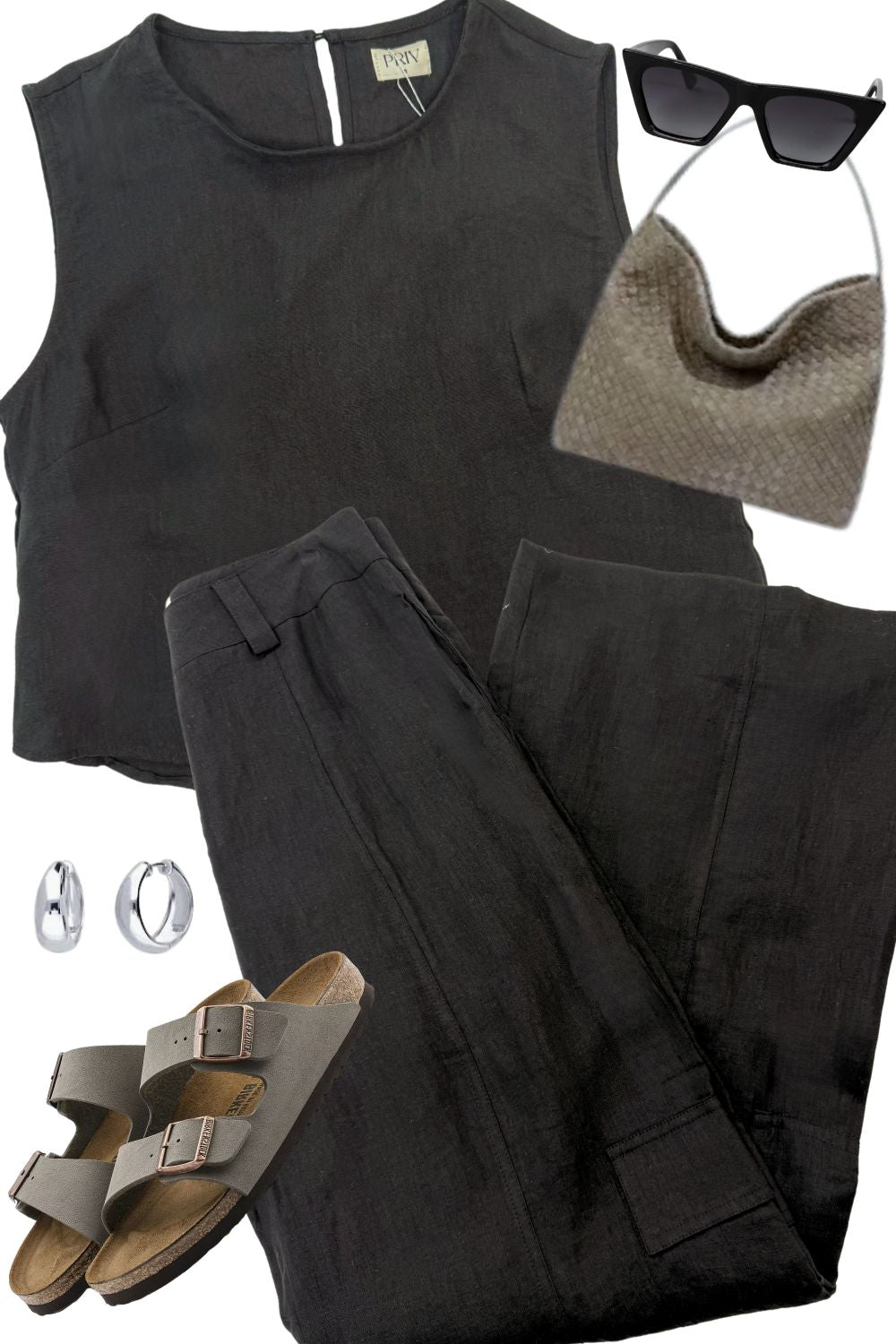 Nova Linen Cargo Pant Black