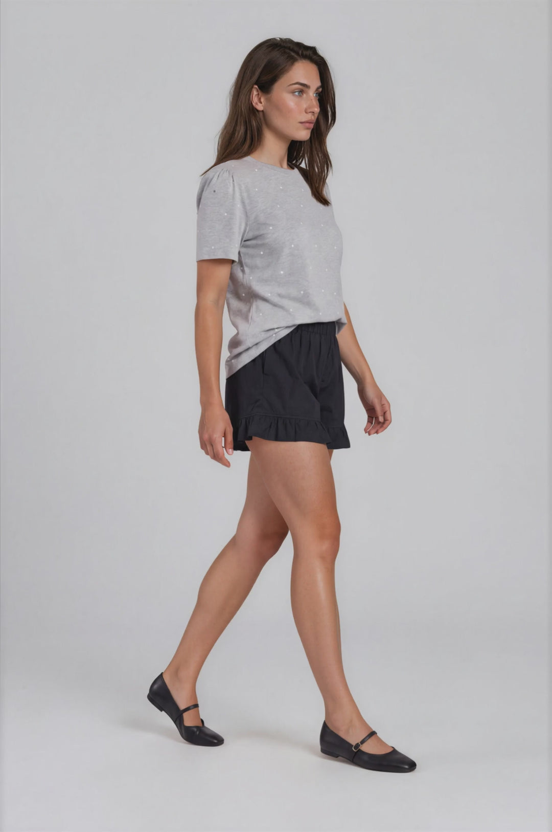 Harper Tee – Polka Dot Everyday T-Shirt Grey Polka Dots