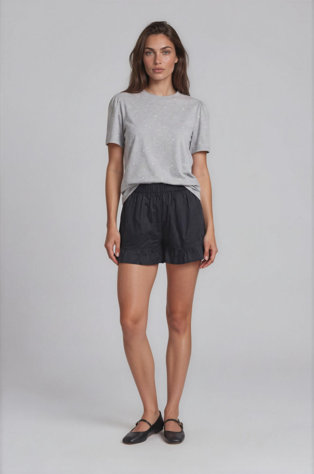 Harper Tee – Polka Dot Everyday T-Shirt Grey Polka Dots