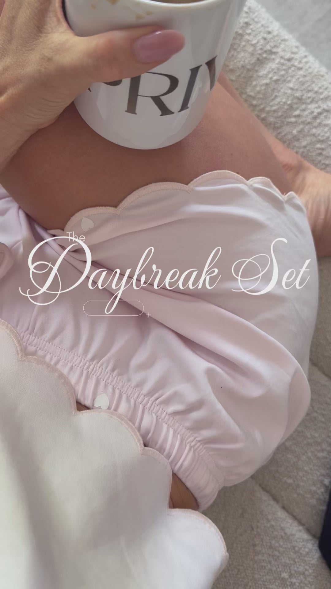 Daybreak Summer PJ Set – Scalloped Trim Pajama Set Pink