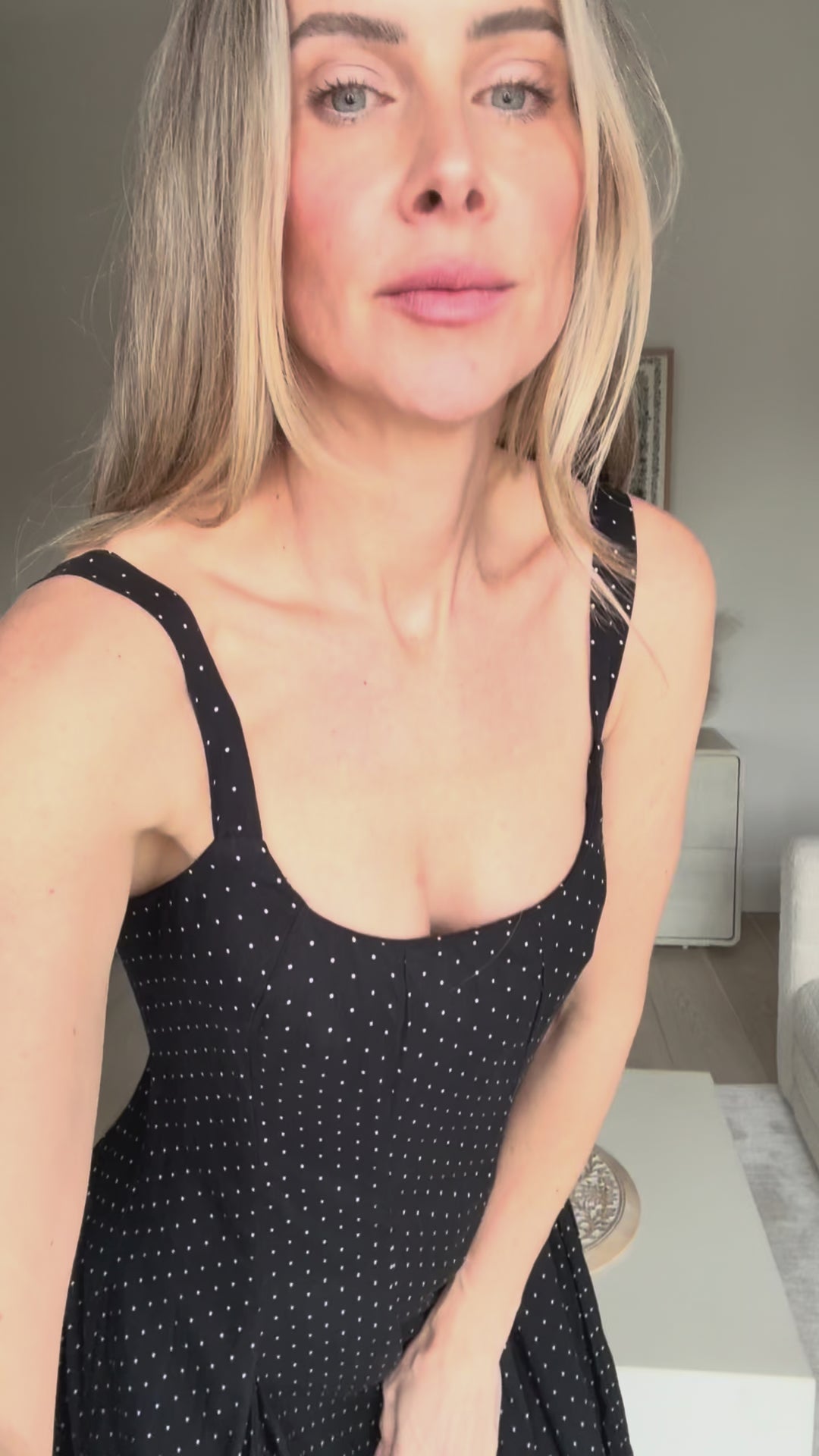 Nina – Dropped Waist Mini Cocktail Dress In Polkadots