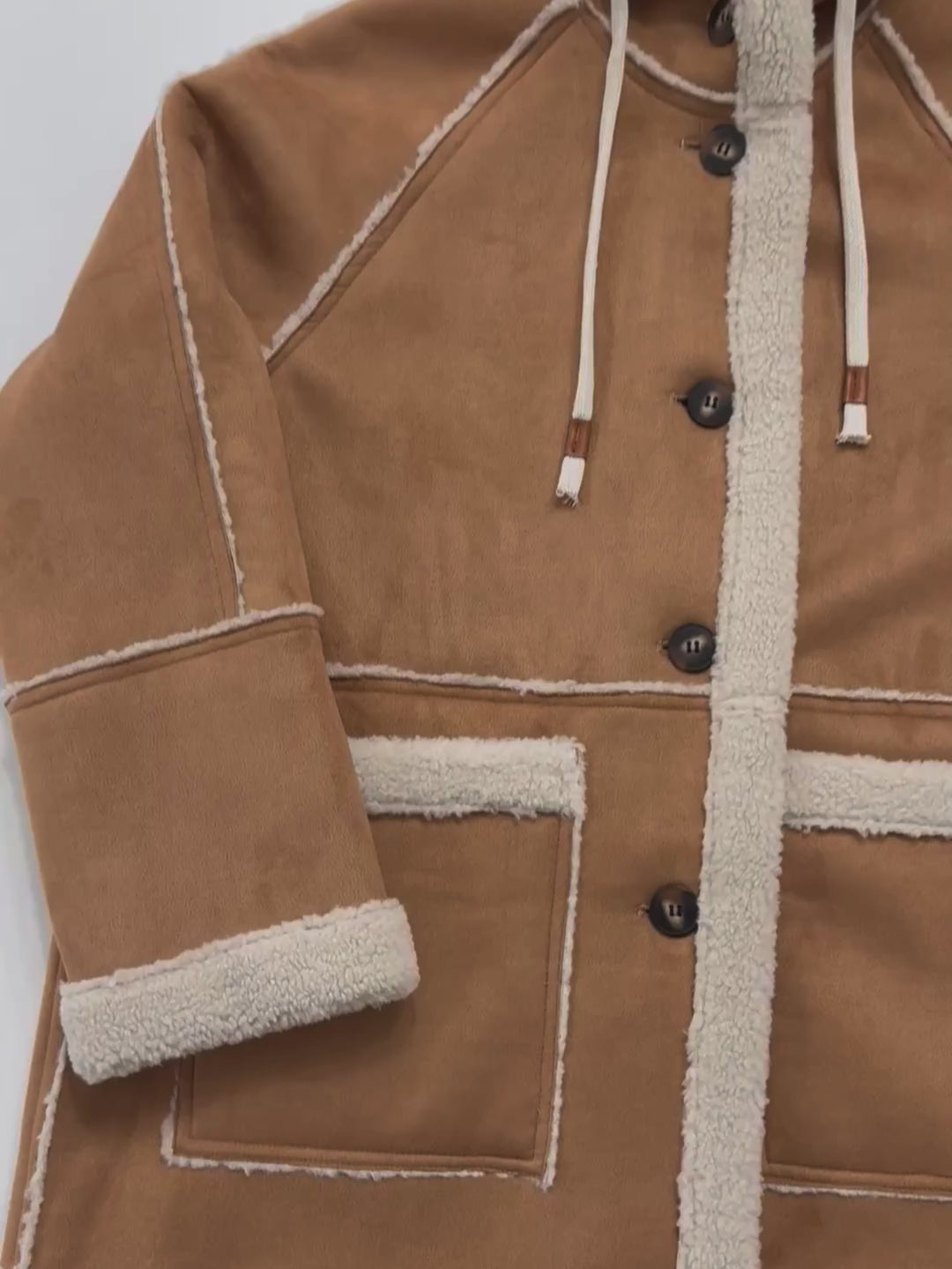 Daphne Button Down Hooded Coat in Camel
