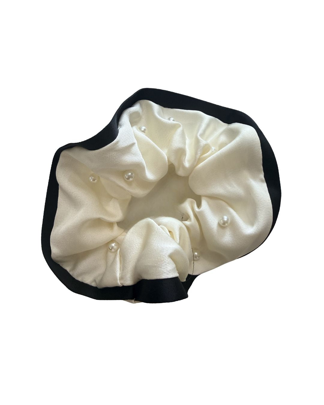 Pearl Edge Scrunchie Ivory/Black