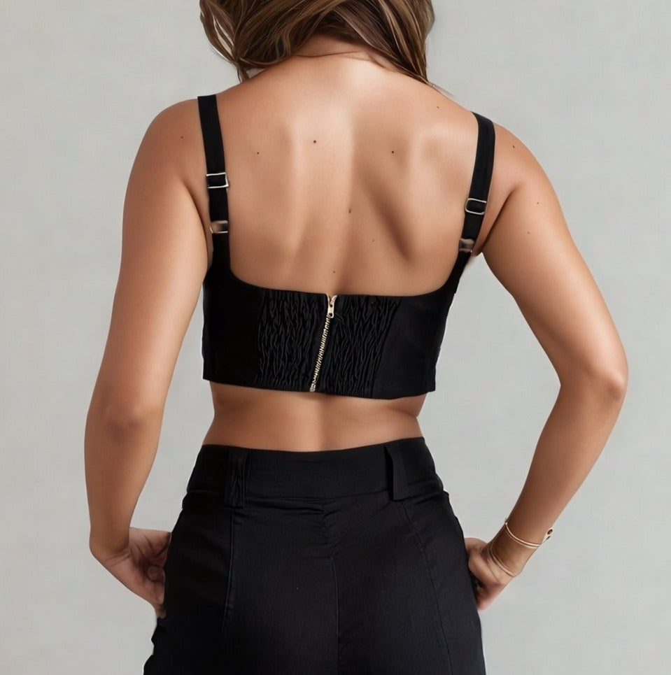 Nala Linen Tank Black