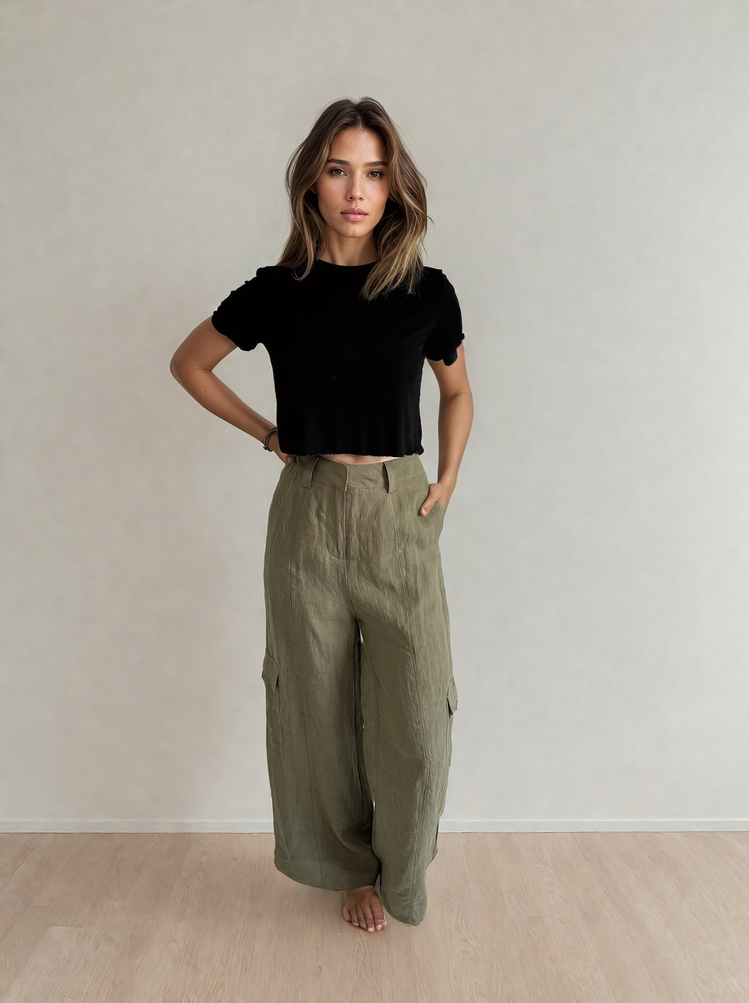 Nova Linen Cargo Pant Olive