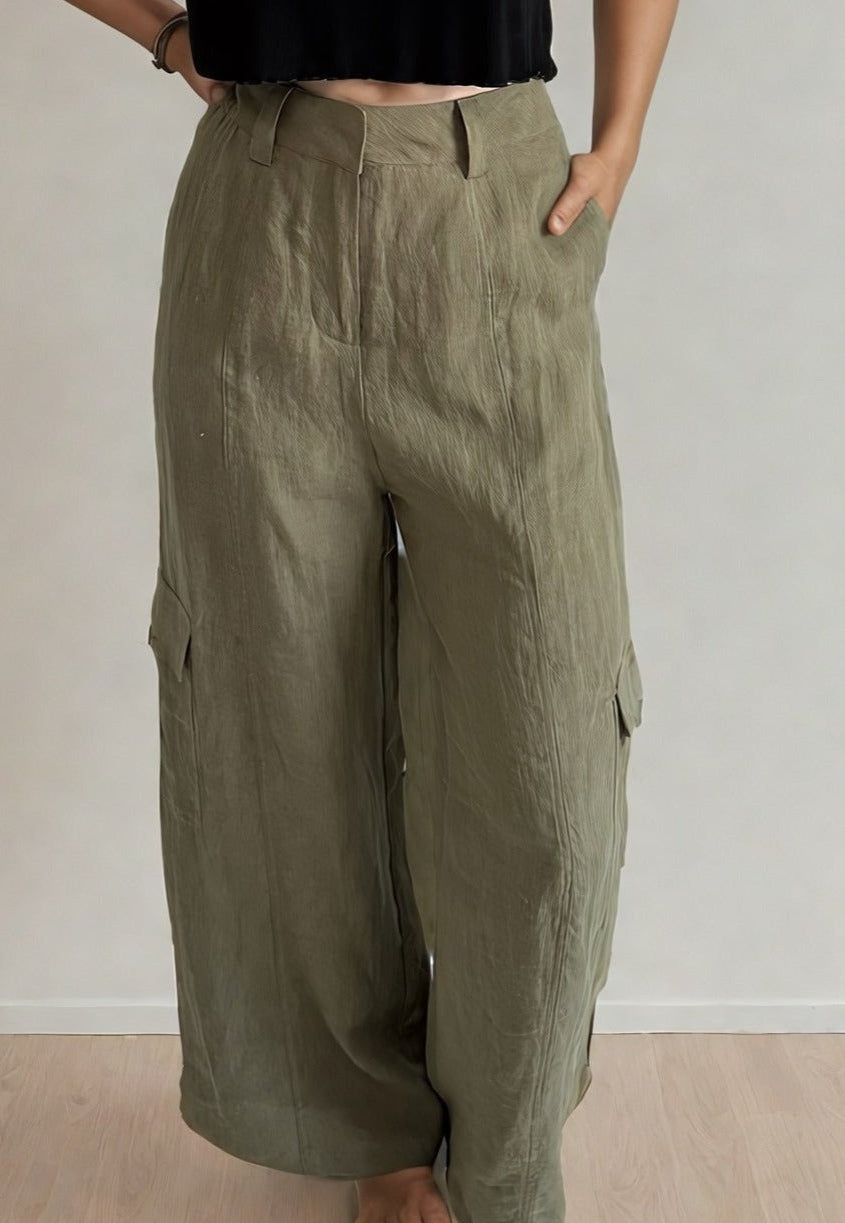 Nova Linen Cargo Pant Olive