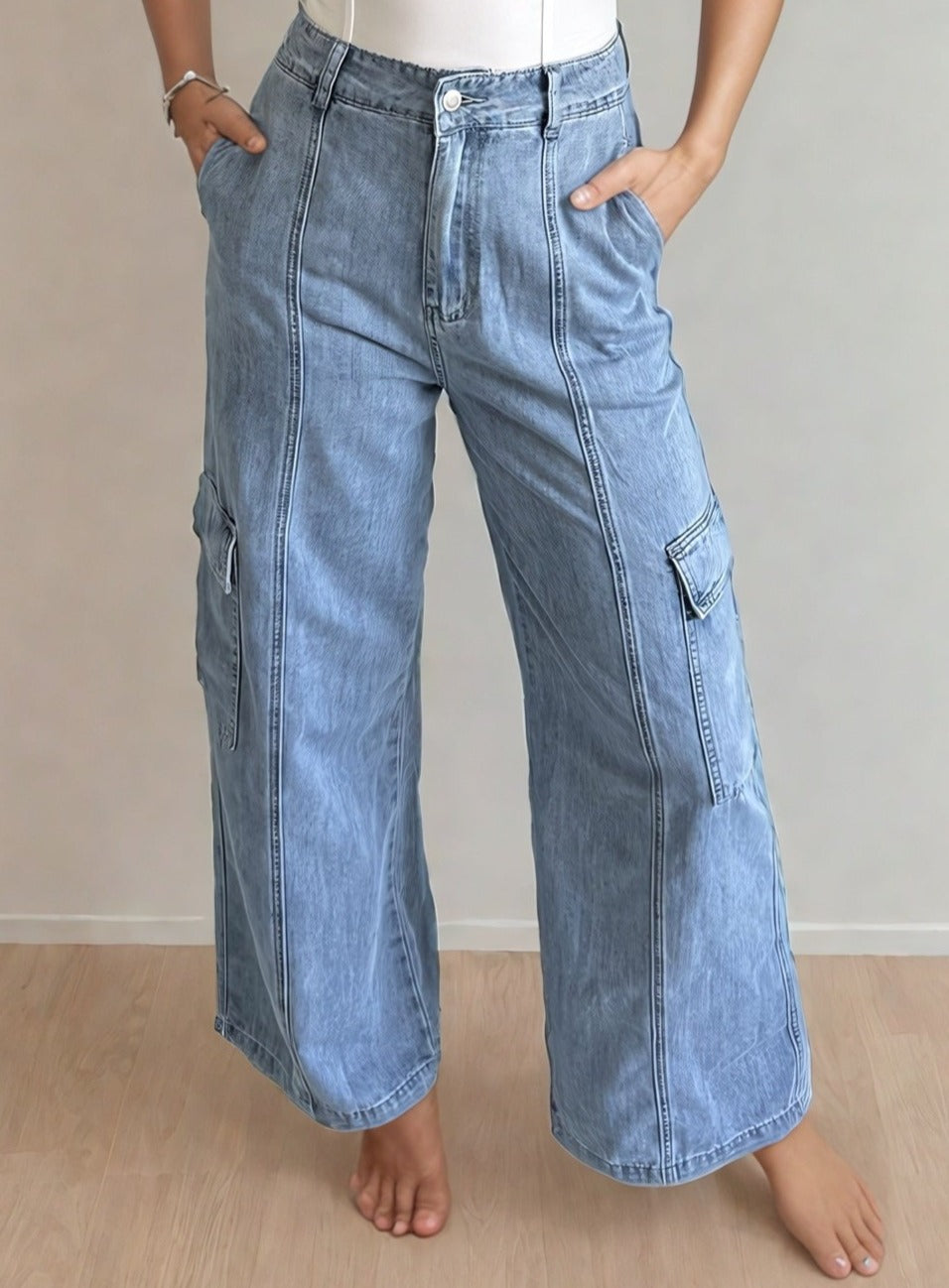 Nora Light Denim Cargo Pant